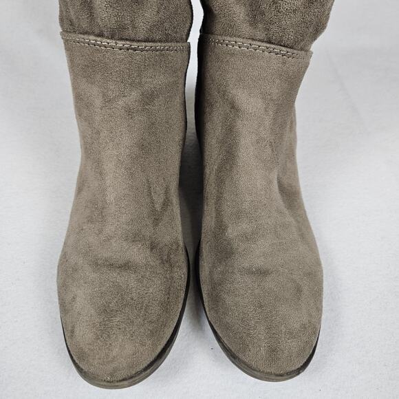 Target Knee High Boots Womens 7 Brown Faux Suede Stretch Block Heel Western Soft - Picture 5 of 15